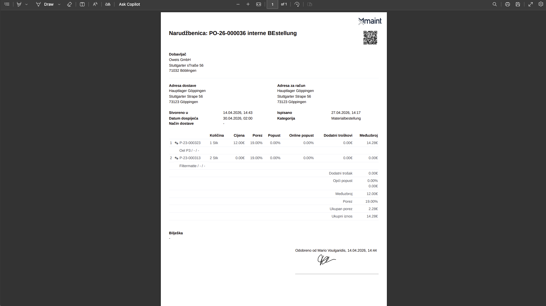 Cost and supply control