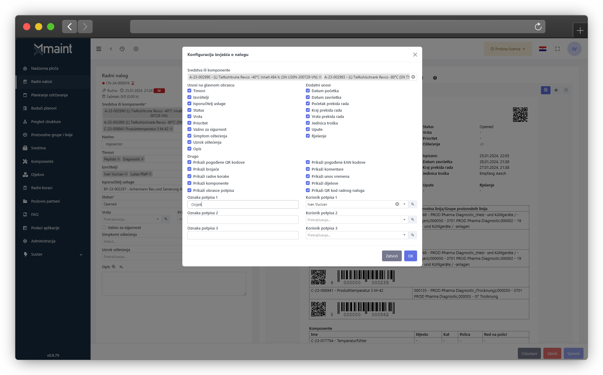 Report configuration